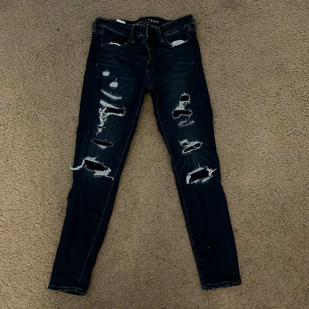Ripped dark wash AE jeans